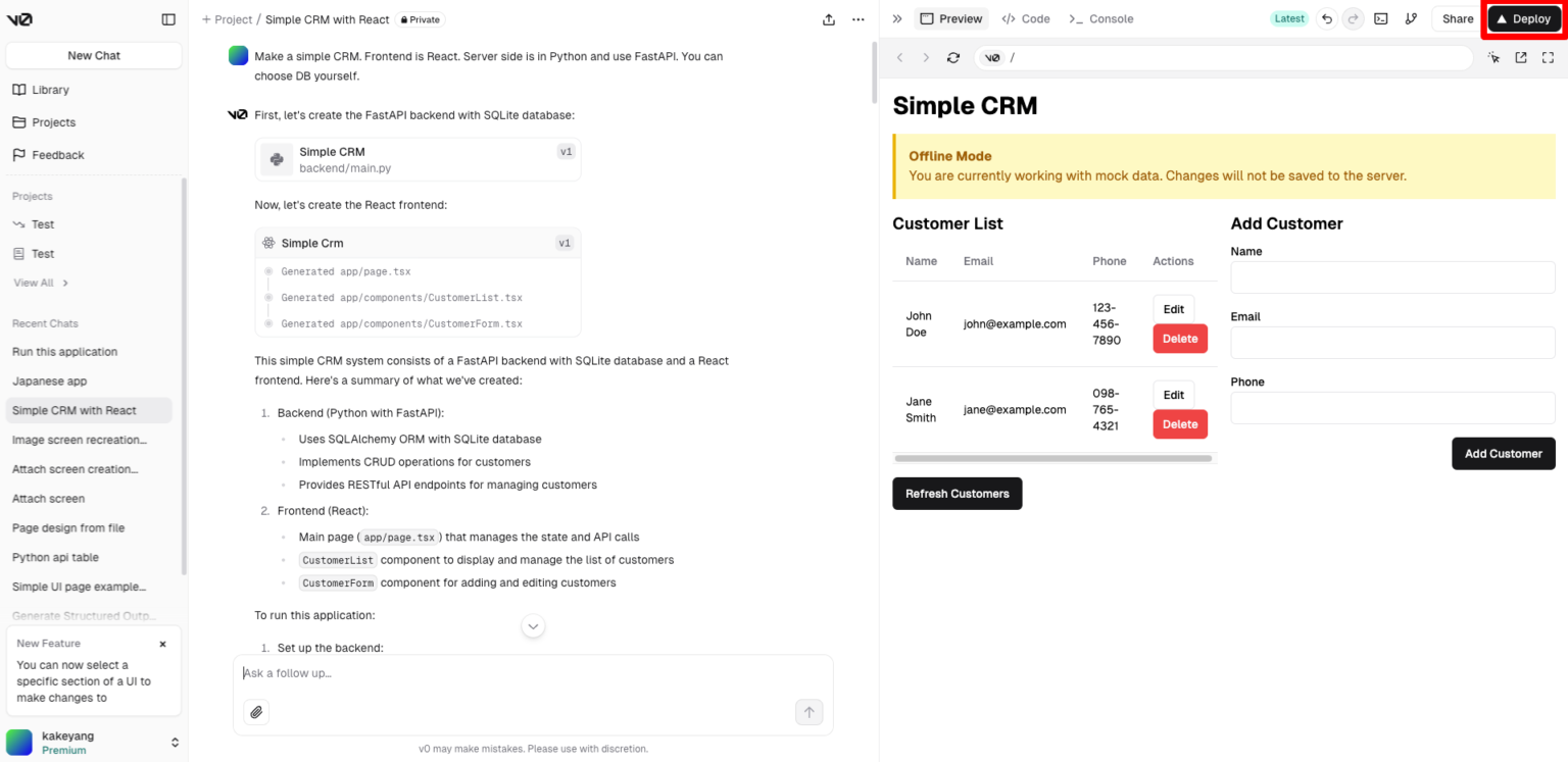 v0.dev CRM Example